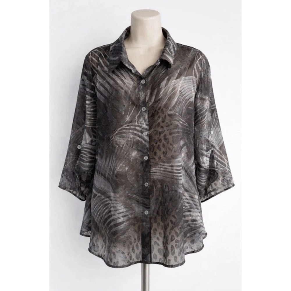 New Large Bon Worth Casual Elegance Sheer Top #838*8 (JFT)